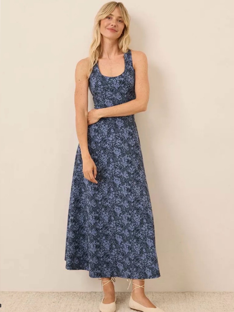 Pact Blue Floral Maxi Dress